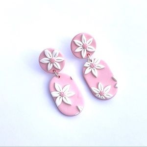 Handmade Polymer Clay Earrings baby pink daisies